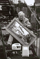 Trevor Baylis with Dominic's painting